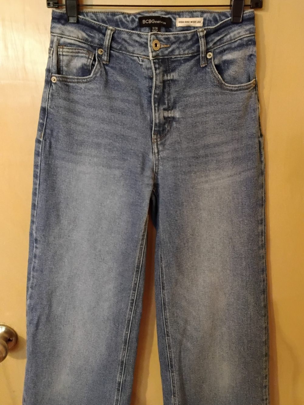 BCBGeneration Light Blue High-Rise Wide-Leg Jeans - Picture 2 of 5